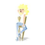cartoon woman posing on chair N4