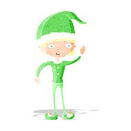 cartoon waving christmas elf