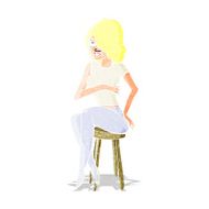 cartoon woman sitting on bar stool