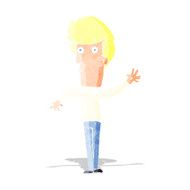 cartoon nervous man waving N2