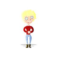 cartoon crazy excited woman