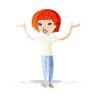 cartoon woman shruggin shoulders