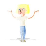 cartoon woman holding up hands