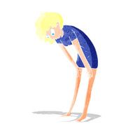 cartoon woman looking at her feet