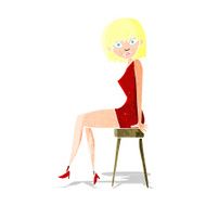 cartoon woman sitting on stool
