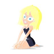 cartoon happy woman in dress N2