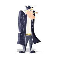 cartoon man in hat and trench coat