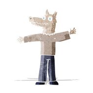 cartoon happy wolf man