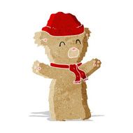 cartooon teddy bear in hat and scarf