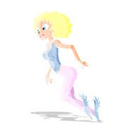 cartoon flying woman