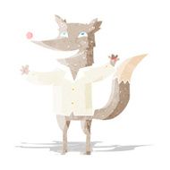 cartoon happy wolf wearing shirt