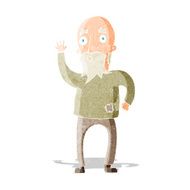 cartoon old man waving