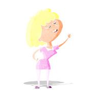 cartoon happy woman about to speak