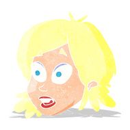 cartoon female face with surprised expression