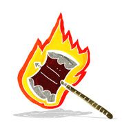 cartoon flaming axe