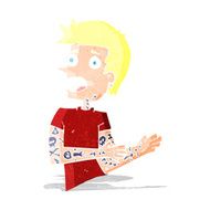 cartoon man with tattoos
