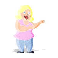 cartoon happy fat woman