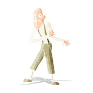cartoon old man having heart attack