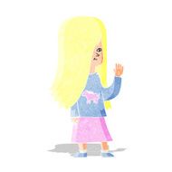 cartoon girl with pony shirt waving