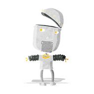 funny cartoon robot with open head