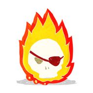 cartoon burning skull