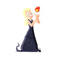 cartoon witch woman casting spell
