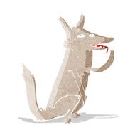 cartoon wolf licking paw