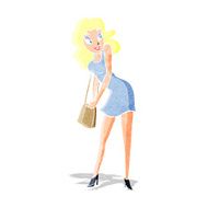 cartoon woman looking in handbag