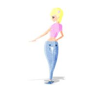 cartoon pretty girl in jeans and tee