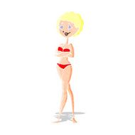 cartoon retro woman in bikini