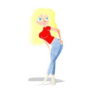 cartoon attractive woman looking surprised
