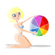 cartoon bikini girl with beach ball