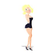 cartoon attractive woman in short dress