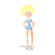 cartoon happy woman with hands on hips N2