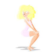 cartoon sitting woman in dress