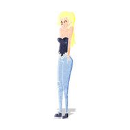 cartoon pretty woman shrugging shoulders