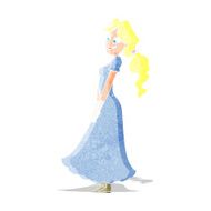 cartoon pretty woman in dress