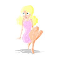 cartoon attractive woman posing