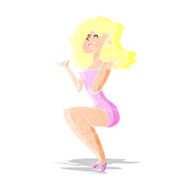 cartoon attractive woman sitting