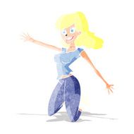 cartoon jumping woman