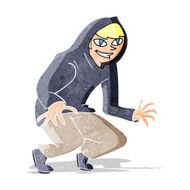 cartoon mischievous boy in hooded top
