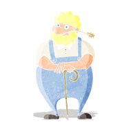 cartoon farmer leaning on walking stick