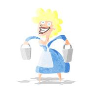 cartoon milkmaid carrying buckets