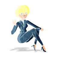 cartoon businesswoman sitting