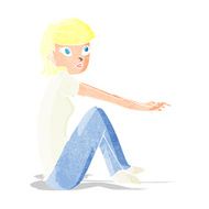 cartoon pretty girl sitting