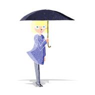 cartoon woman with umbrella N3