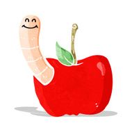 Cartoon Apple With Worm N14