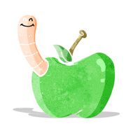 Cartoon Apple With Worm N15