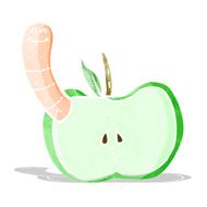 Cartoon Apple With Worm N16