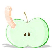 Cartoon Apple With Worm N17